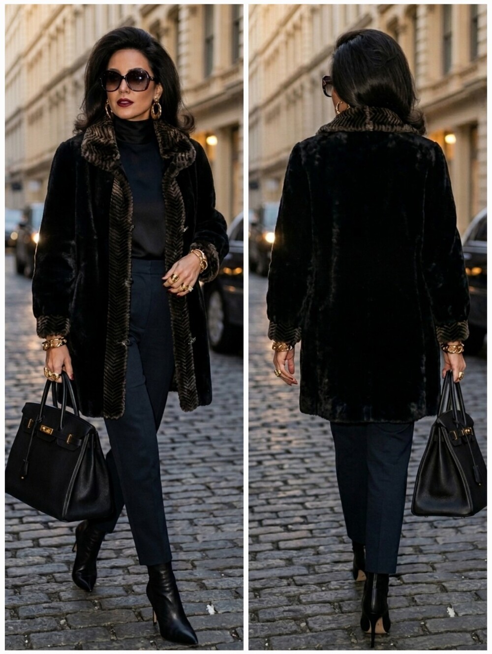 Novelti For Laura Petites 5/6 90s Old Money Contemporary Mobwife Faux Fur Coat